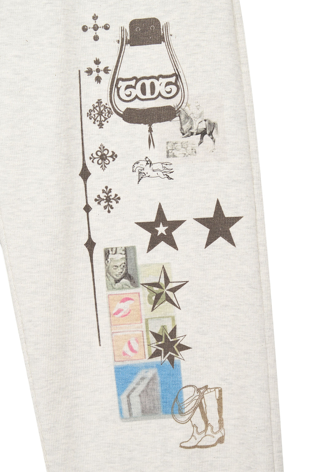PRINTED WAFFLE PANTS (IVORY)
