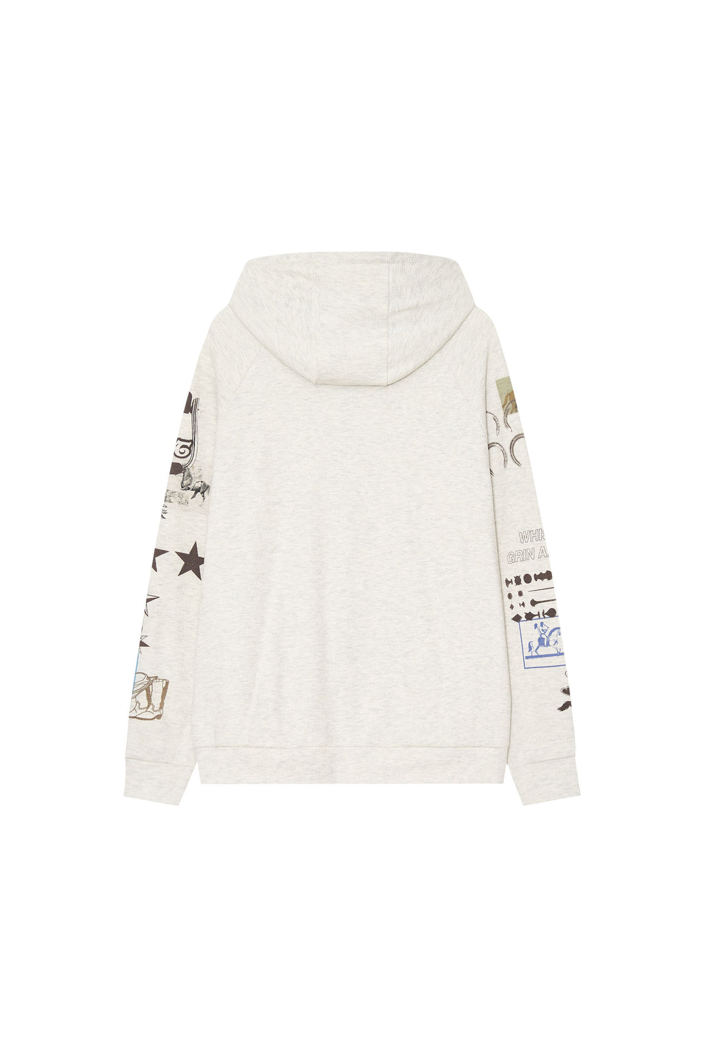 PRINTED WAFFLE ZIP-UP HOODIE (IVORY)