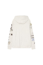 PRINTED WAFFLE ZIP-UP HOODIE (IVORY)