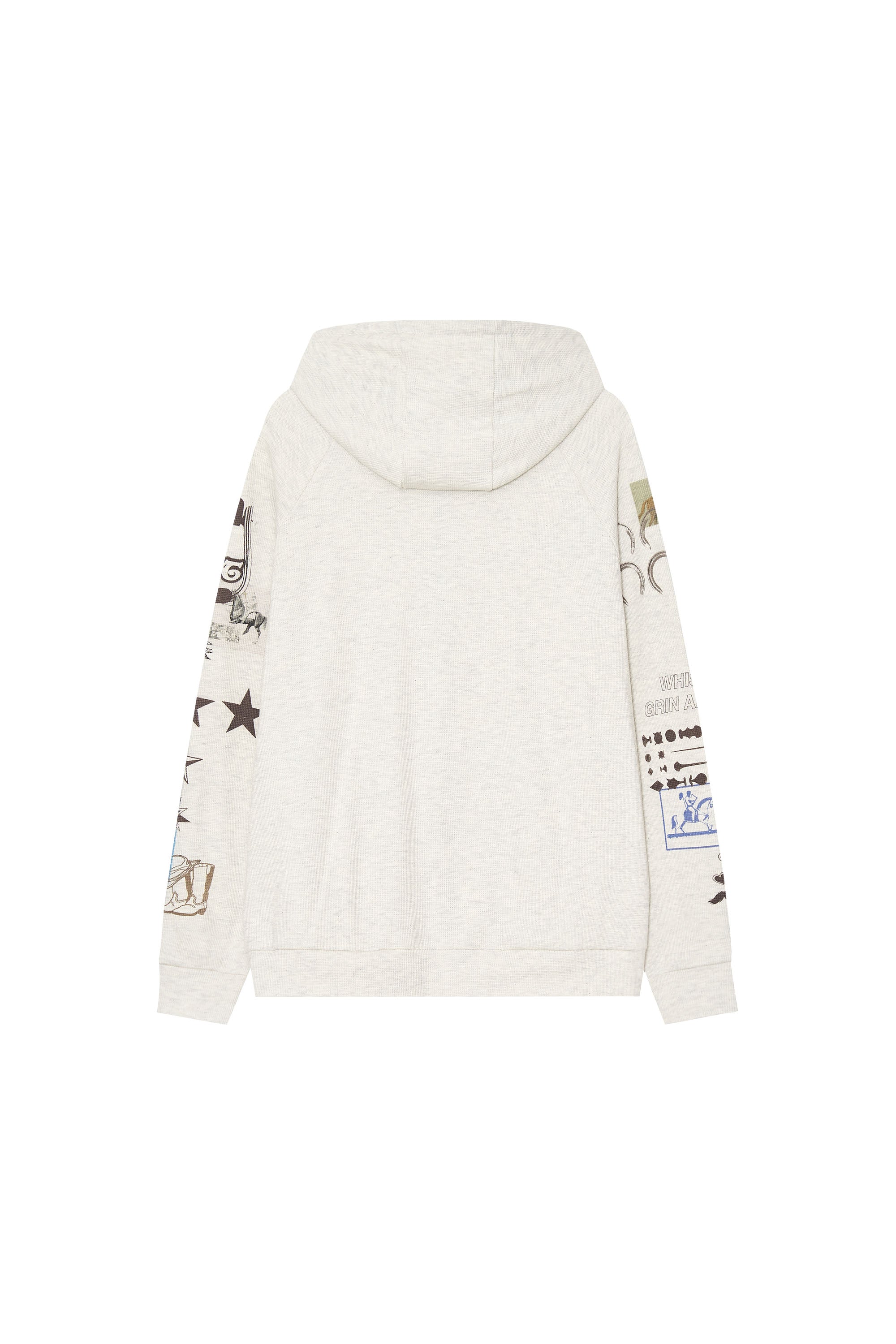 PRINTED WAFFLE ZIP-UP HOODIE (IVORY)