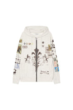 PRINTED WAFFLE ZIP-UP HOODIE (IVORY)