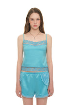 LACE TRIM SLIP CAMISOLE (BLUE)