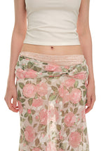 ROSE FLAIR MIDI SKIRT (PINK)