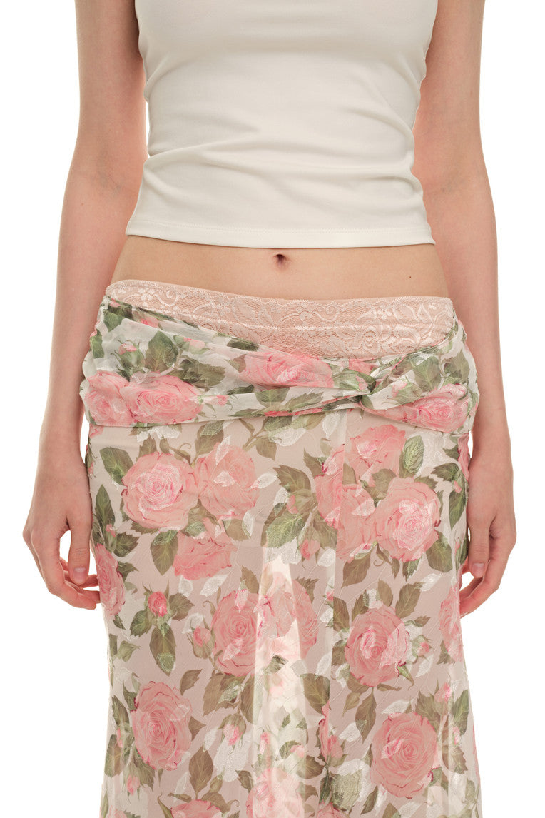 ROSE FLAIR MIDI SKIRT (PINK)