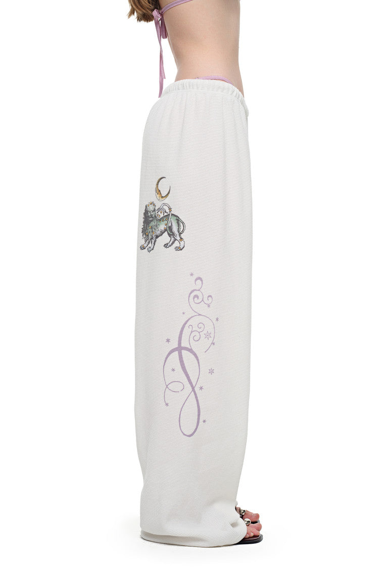 TWIN ZODIAC WAFFLE PANTS (WHITE)