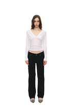 DEEP V-NECK SHIRRING TOP (WHITE)