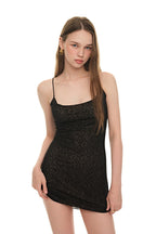 SPAGHETTI STRAP LACE MINI DRESS (BLACK)