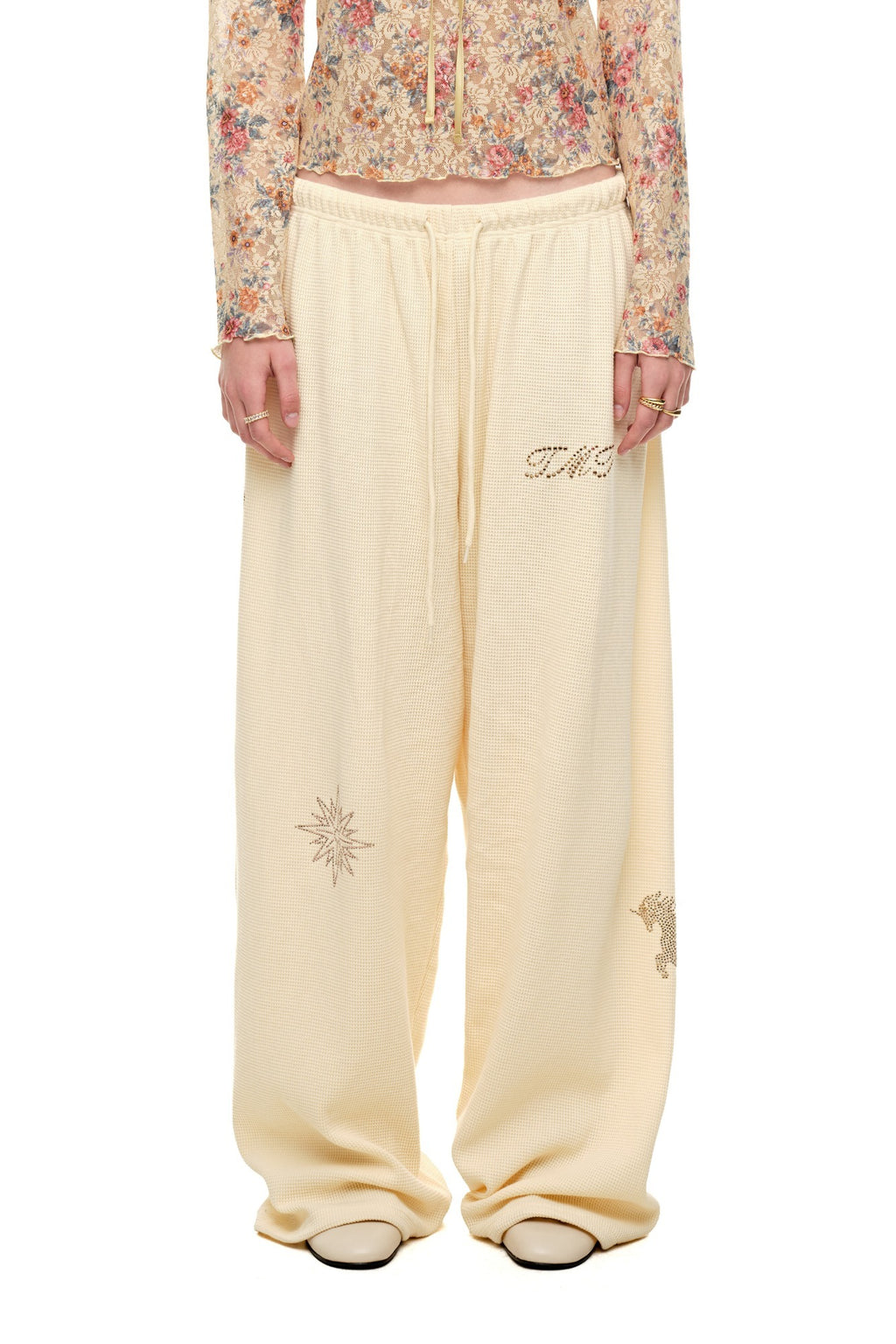 ZODIAC 02 HOTFIX WAFFLE PANTS (CREAM) - 1