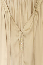 FRILL TRIM TIE BLOUSE (BEIGE)