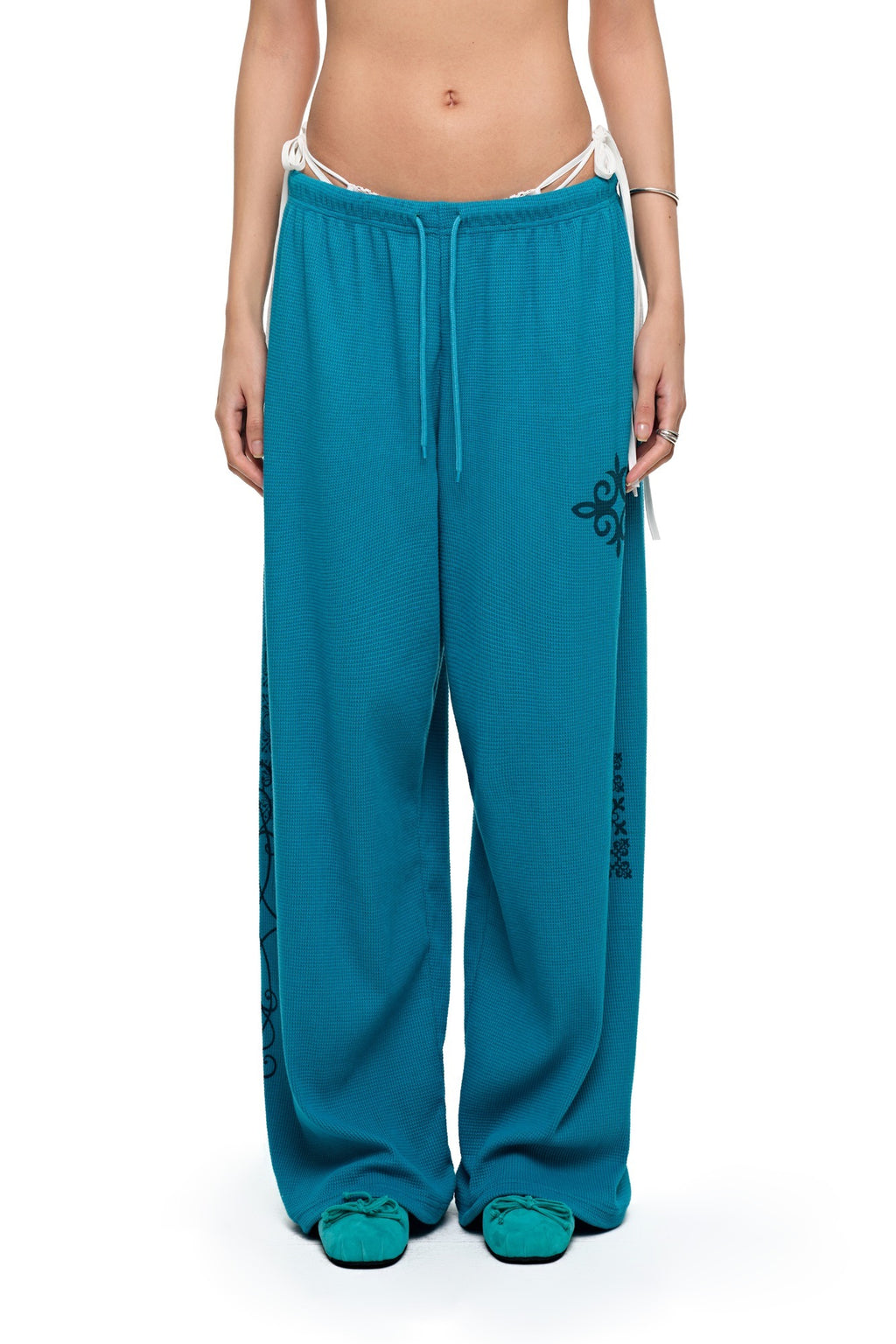 LEO WAFFLE PANTS (TEAL)