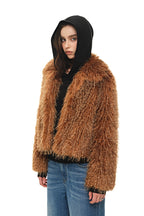 FAUX FUR 02 CROPPED JACKET (CAMEL) - 7