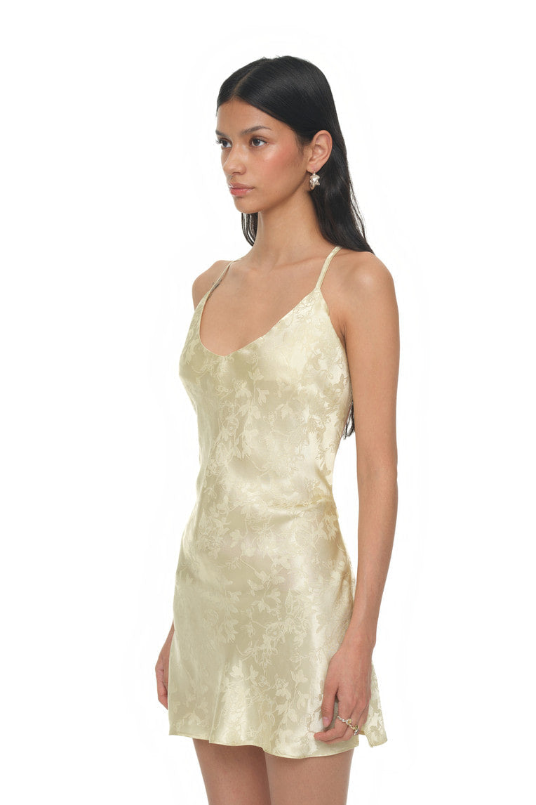 OPEN BACK MINI SLIP DRESS (LIME)