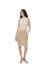 LACE POINT SPARKLE MIDI SKIRT (BEIGE)