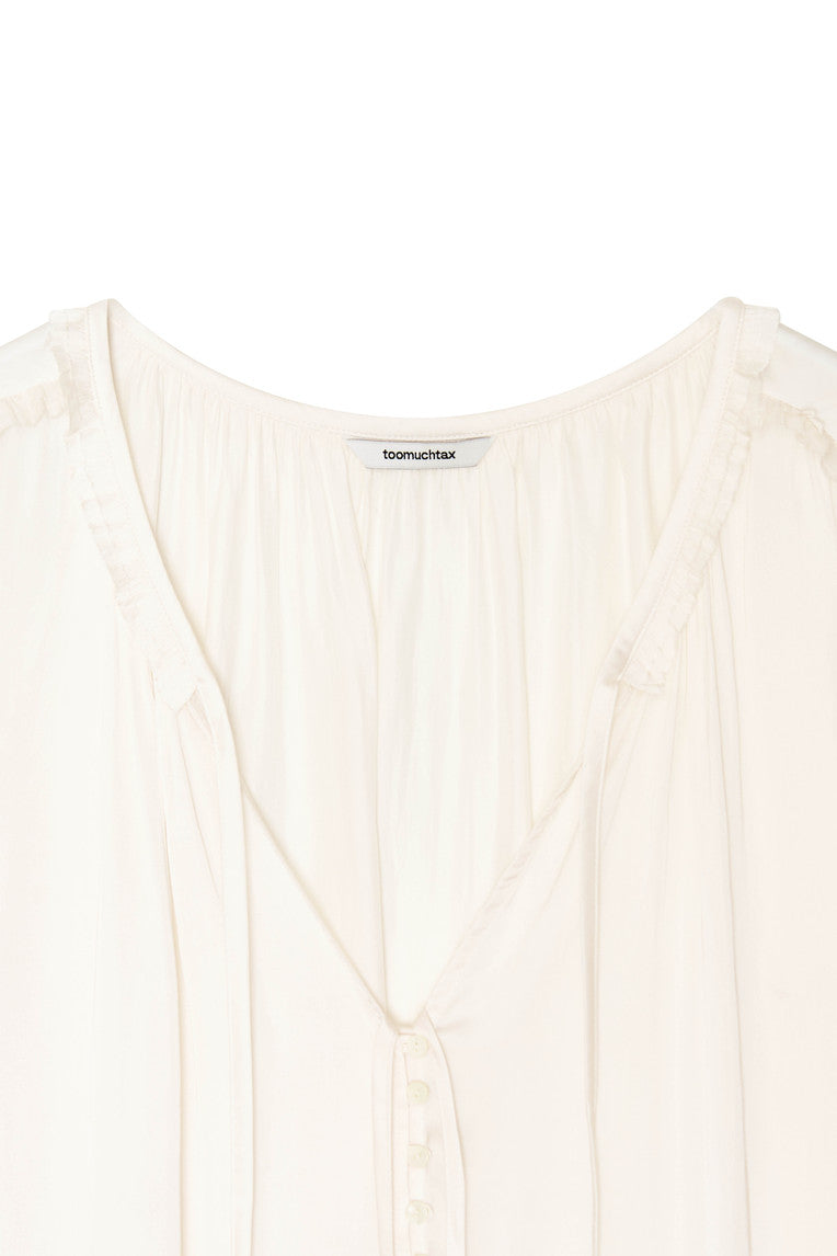 FRILL TRIM TIE BLOUSE (IVORY)