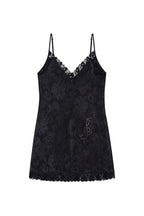 FLORAL HOTFIX MINI SLIP DRESS (BLACK)