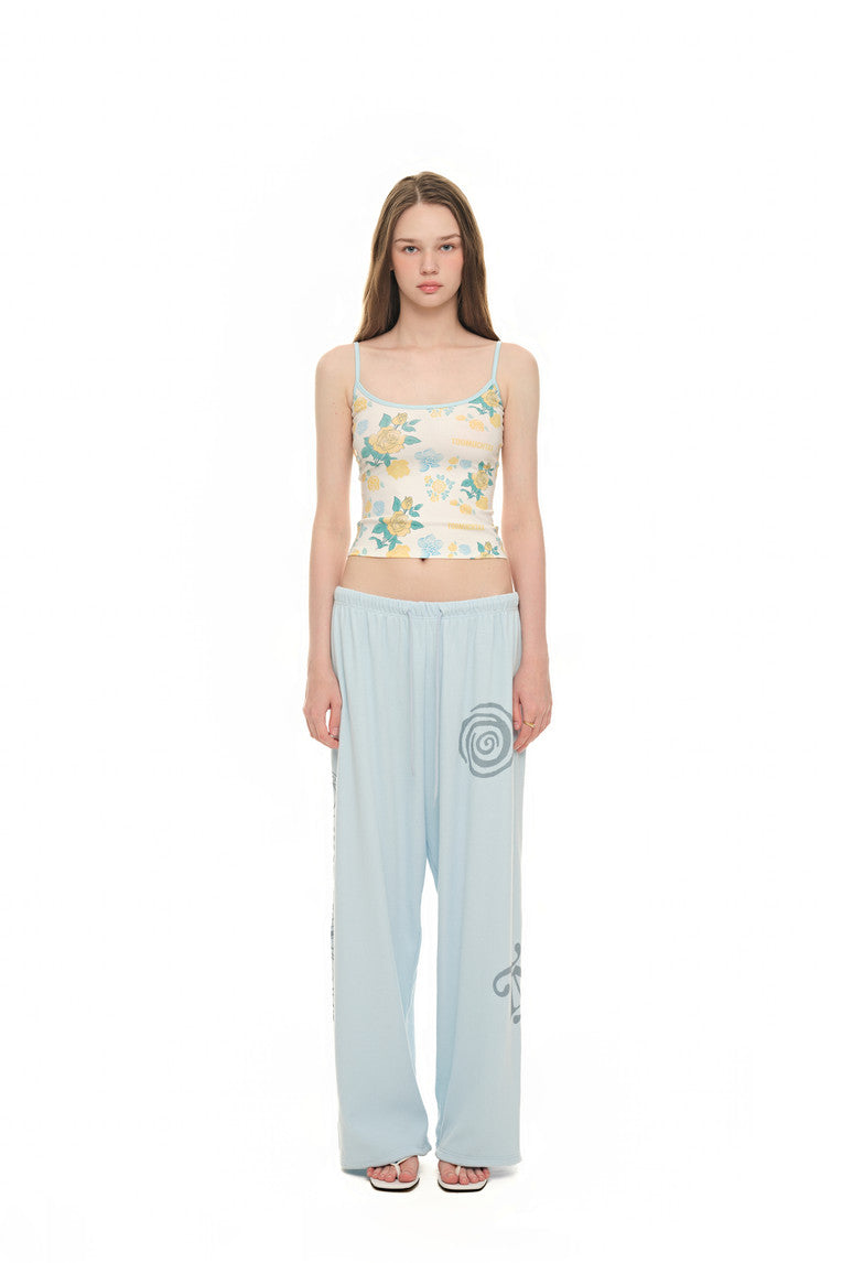 ROSE STENCIL SLEEVELESS TOP (YELLOW)