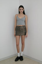 V-NECK RIBBED TANK TOP (MELANGE GREY)