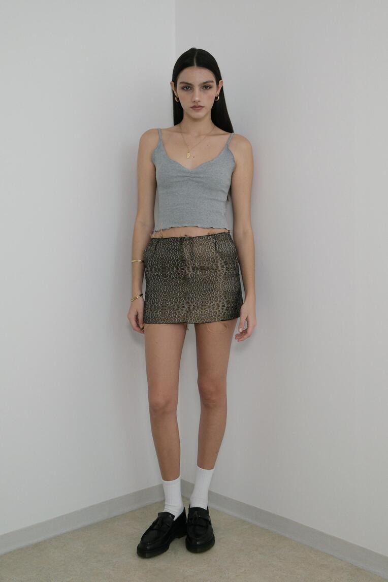 V-NECK RIBBED TANK TOP (MELANGE GREY)