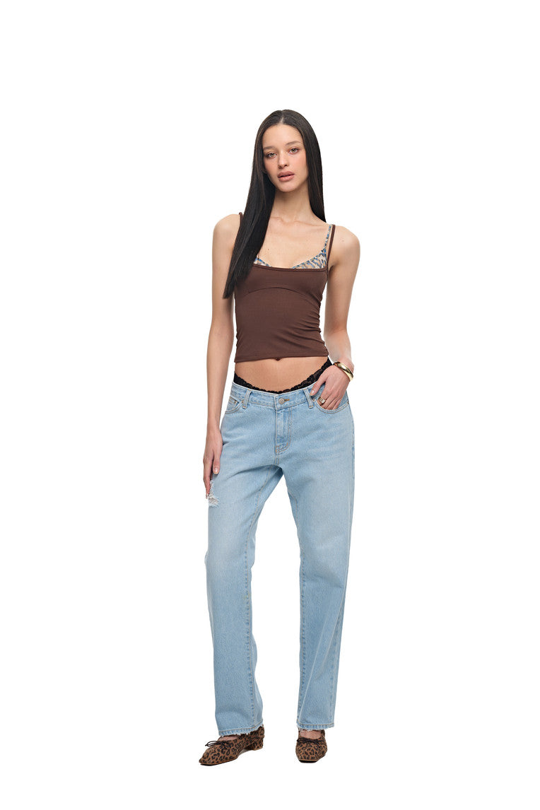 BRA-LAYERED SLEEVELESS TOP (LEOPARD/BROWN)