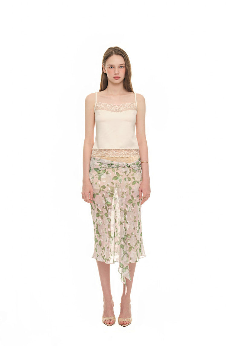 ROSE FLAIR MIDI SKIRT (WHITE)