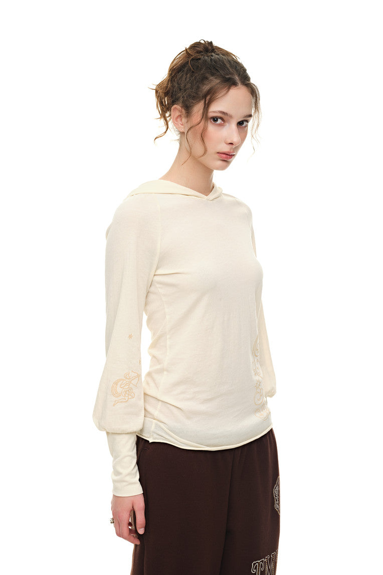 SHEER SLIM-FIT HOODIE (IVORY)