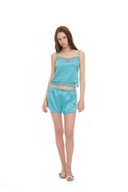 ASYMMETRIC LACE TRIM SLIP SHORTS (BLUE)