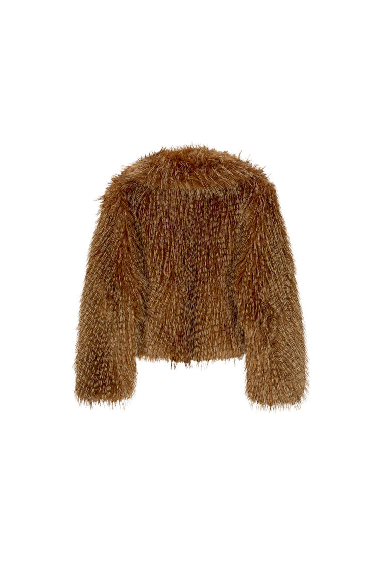 FAUX FUR 02 CROPPED JACKET (CAMEL) - 10