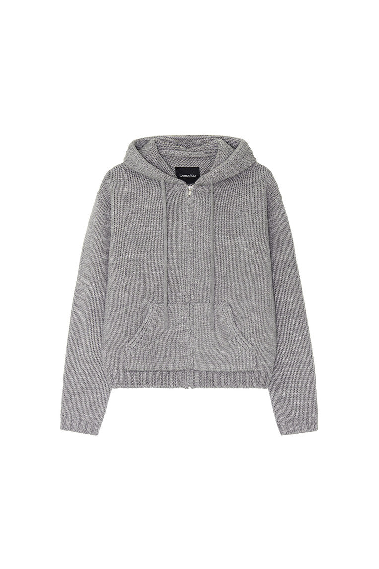 HEAVY KNIT ZIP-UP HOODIE (MELANGE GRAY)