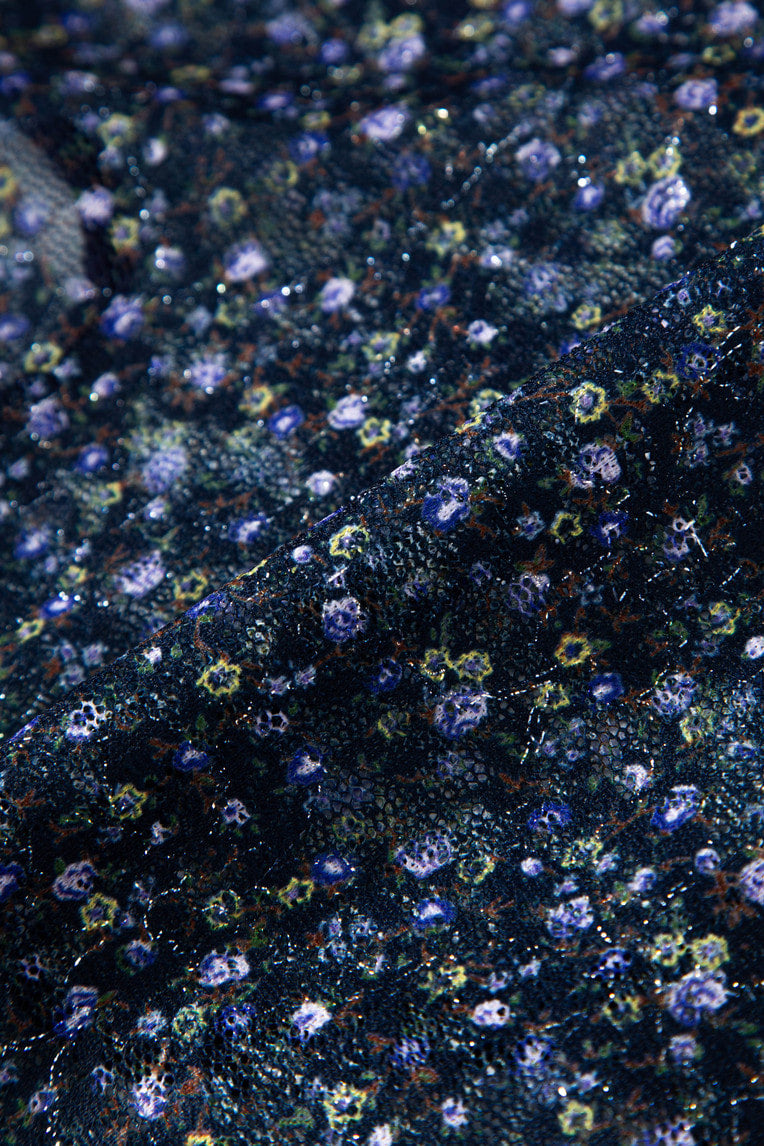 METALLIC FLORAL 02 KEYHOLE TIE TOP (NAVY) - 11
