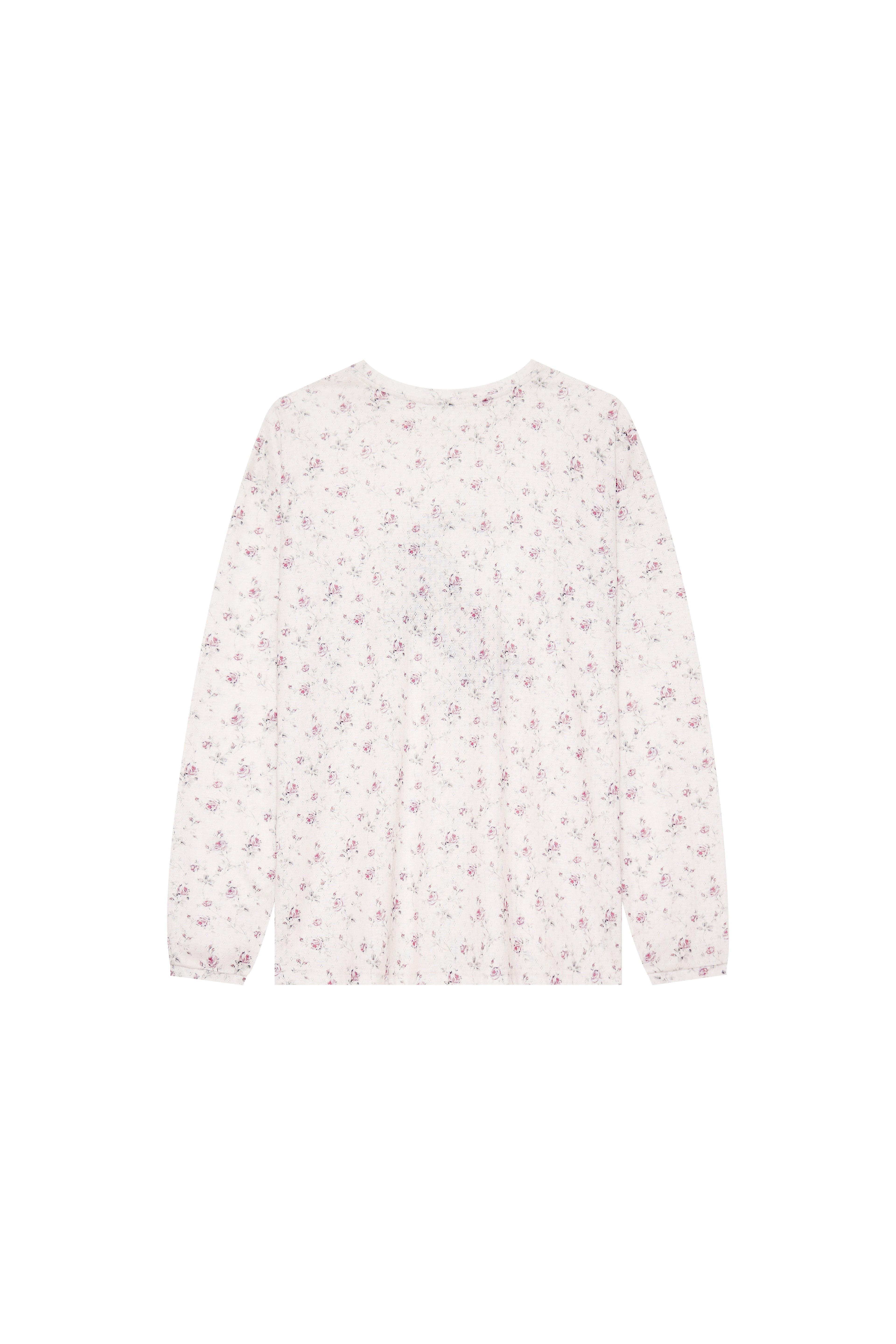 FLORAL POINTELLE LONG SLEEVE T-SHIRT (IVORY)