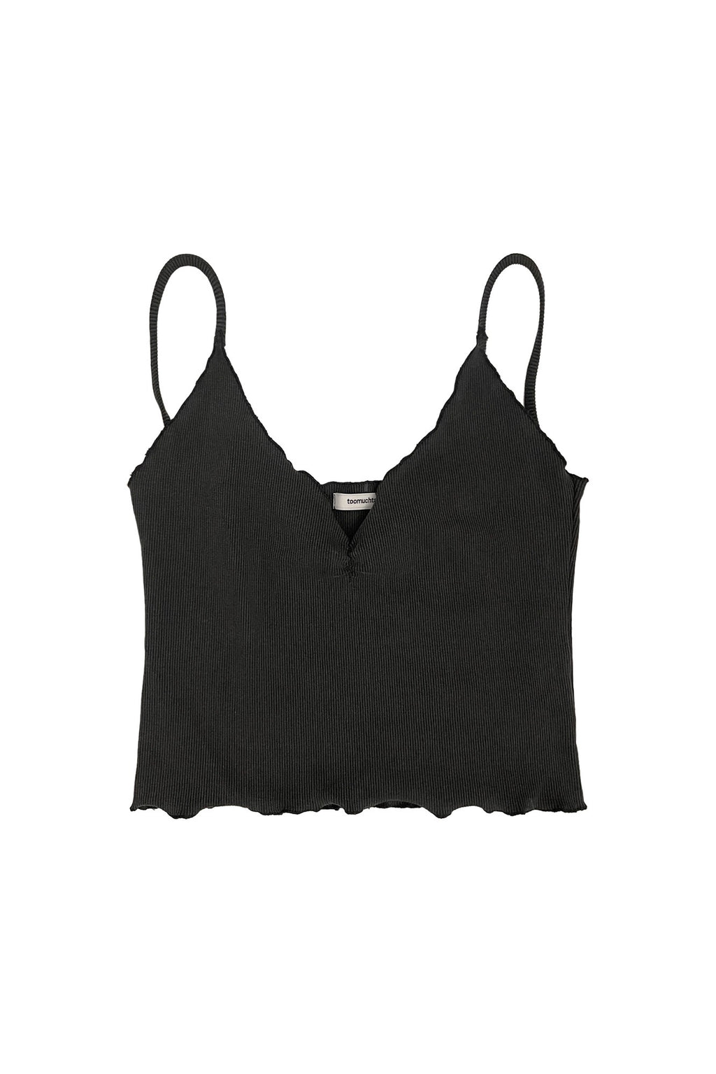 V-NECK RIBBED TANK TOP (CHARCOAL)