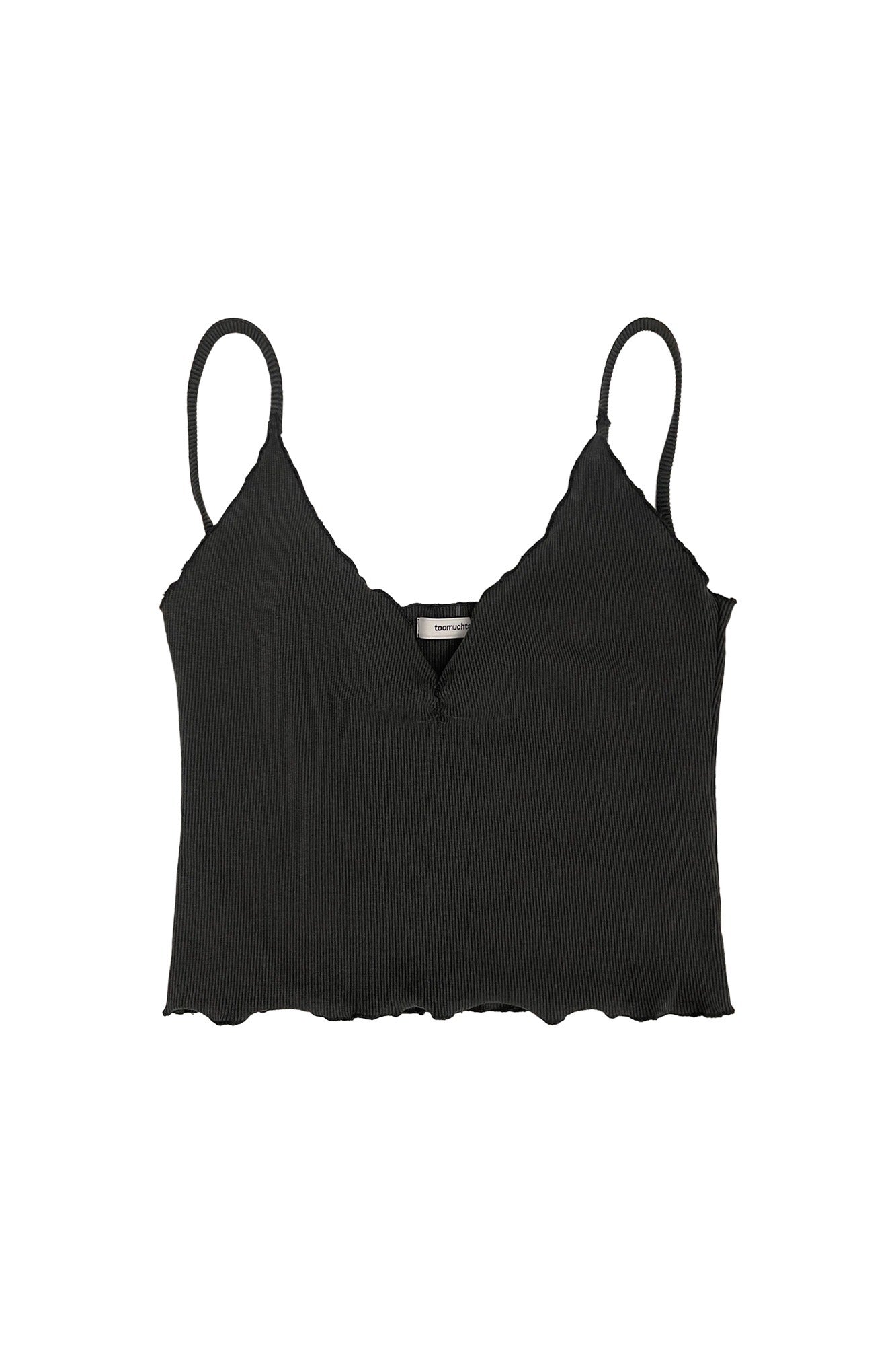 V-NECK RIBBED TANK TOP (CHARCOAL)
