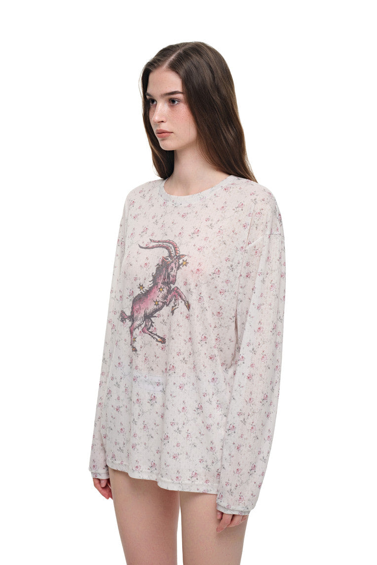 FLORAL POINTELLE LONG SLEEVE T-SHIRT (IVORY)