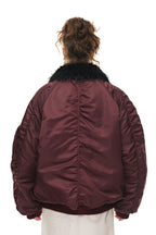 FAUX FUR 02 BOMBER JACKET (BURGUNDY) - 10