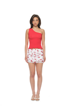 SMOCKED ONE SHOULDER TOP (RED)
