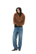FAUX FUR 02 CROPPED JACKET (CAMEL) - 6