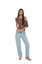 LACE BUTTON TOP (BROWN)