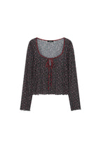 METALLIC FLORAL 02 KEYHOLE TIE TOP (RED) - 9