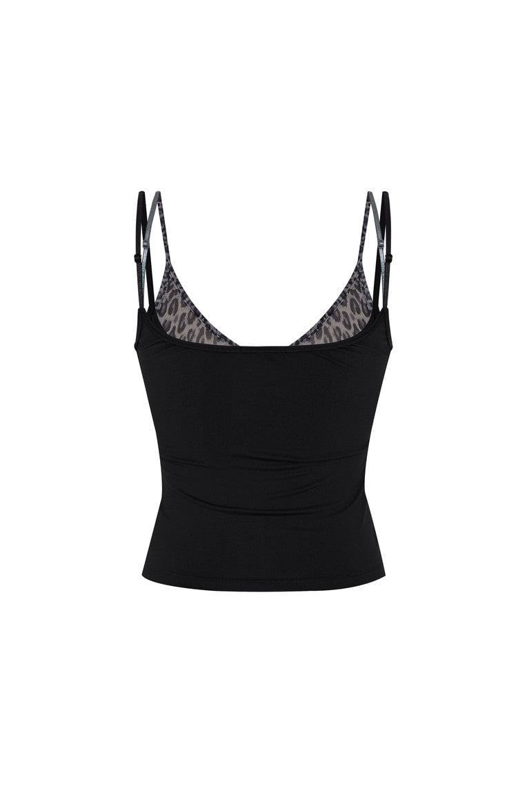 BRA-LAYERED SLEEVELESS TOP (LEOPARD/BLACK)