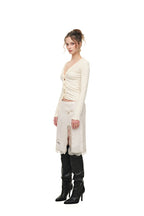 FRILL TRIM V-NECK CARDIGAN (IVORY)