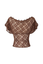 LACE BUTTON TOP (BROWN)