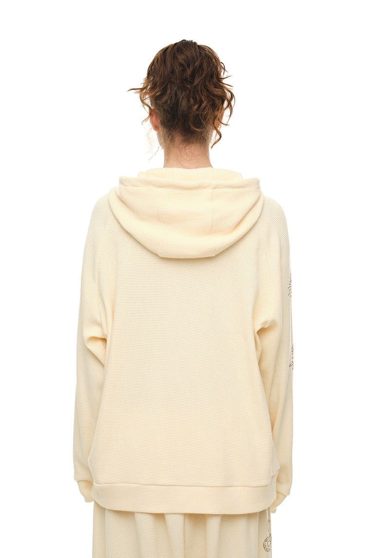 ZODIAC 02 HOTFIX WAFFLE ZIP-UP HOODIE (CREAM) - 8
