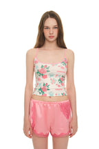 ROSE STENCIL SLEEVELESS TOP (RED)