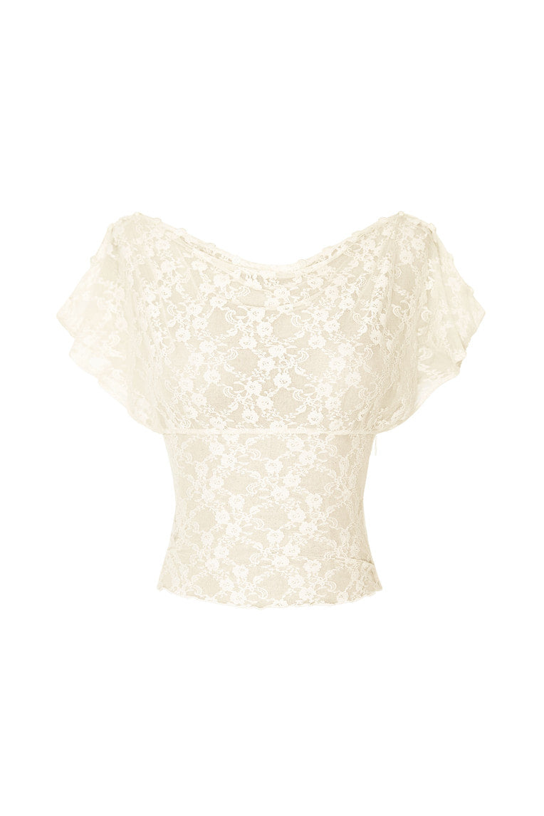 [Ships June 12] LACE BUTTON TOP (IVORY)