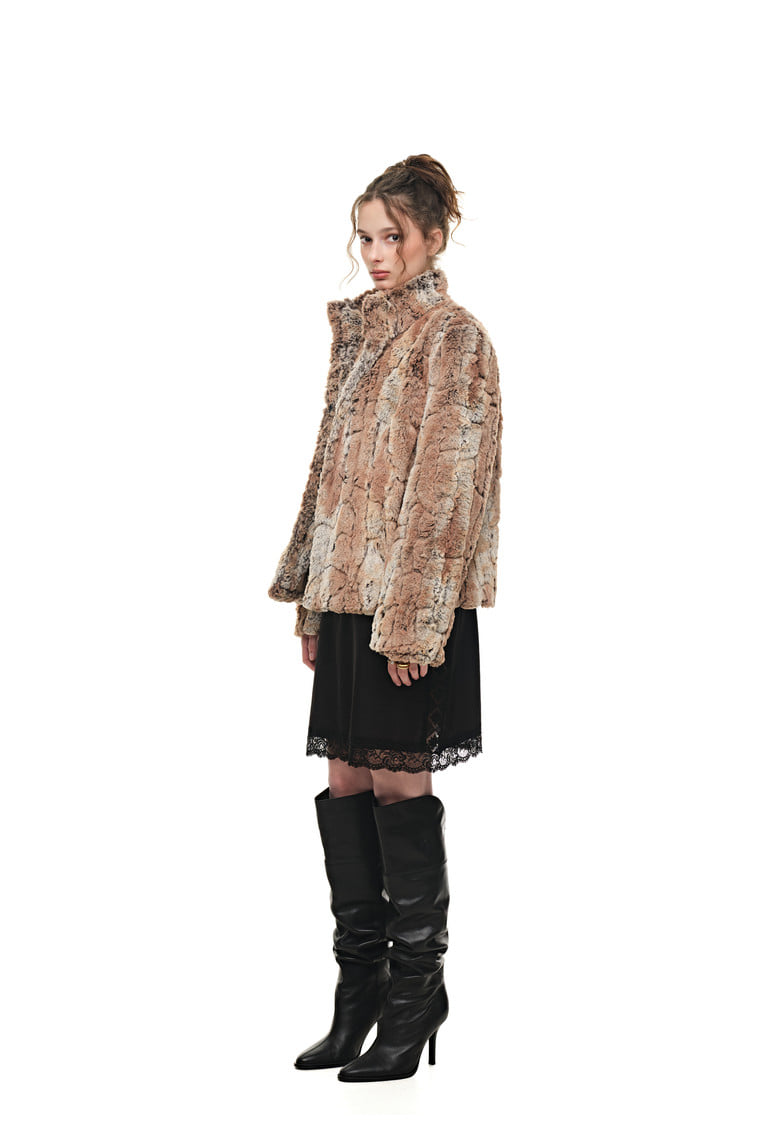 REGULAR FIT FUR JACKET (QUILTED YELLOW) - 3