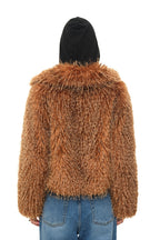 FAUX FUR 02 CROPPED JACKET (CAMEL) - 8