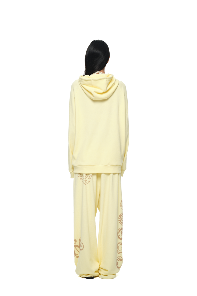 SUN DISC WAFFLE ZIP-UP HOODIE (LEMON)