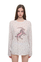 FLORAL POINTELLE LONG SLEEVE T-SHIRT (IVORY)