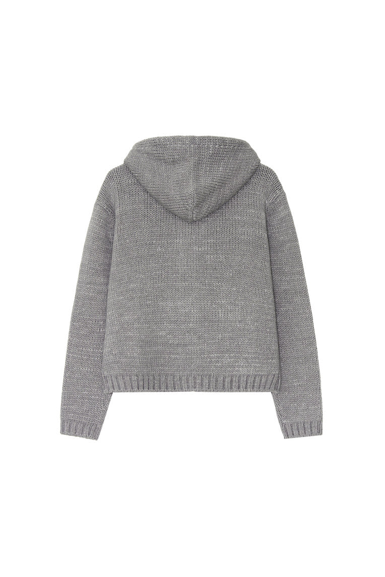 HEAVY KNIT ZIP-UP HOODIE (MELANGE GRAY)