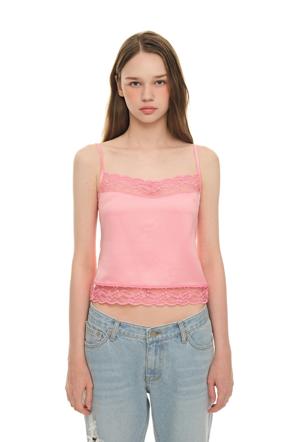 LACE TRIM SLIP CAMISOLE (PINK)